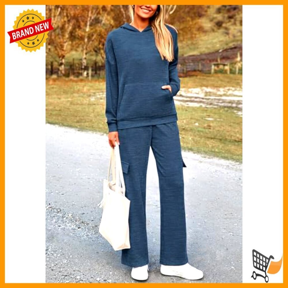 Cozy Hoodie Lounge Set Soft Fabric Matching Tracksuit Versatile Casual Wear - Picture 4 of 7